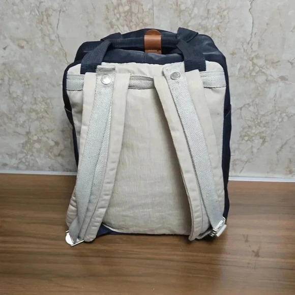 Himawari | Backpack | Navy and Beige | Brushed Silver Accents | Gently worn - Picture 9 of 12